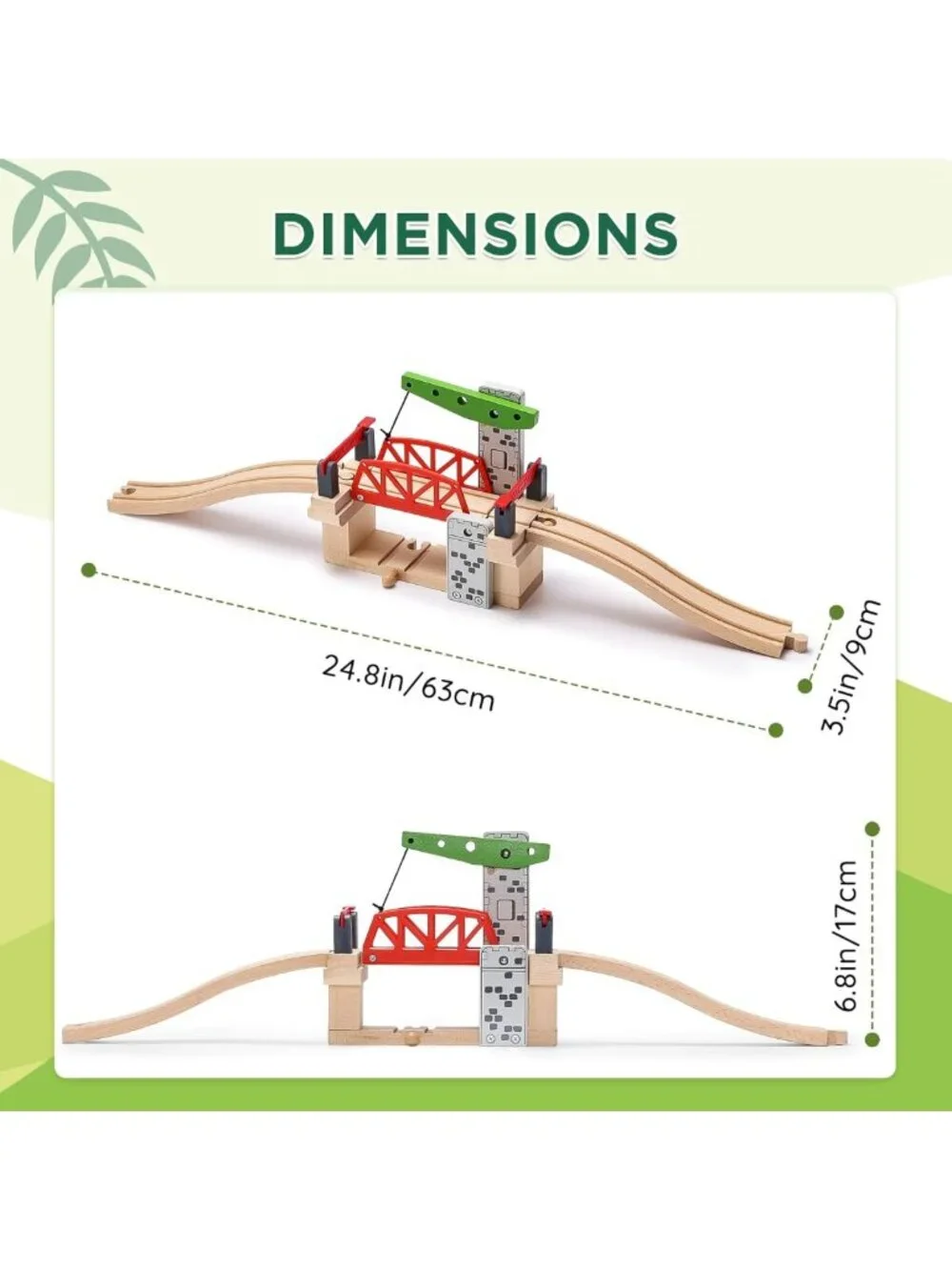 Wooden Train Set with Moveable Lifting Bridge & Track - Kids Play Accessories